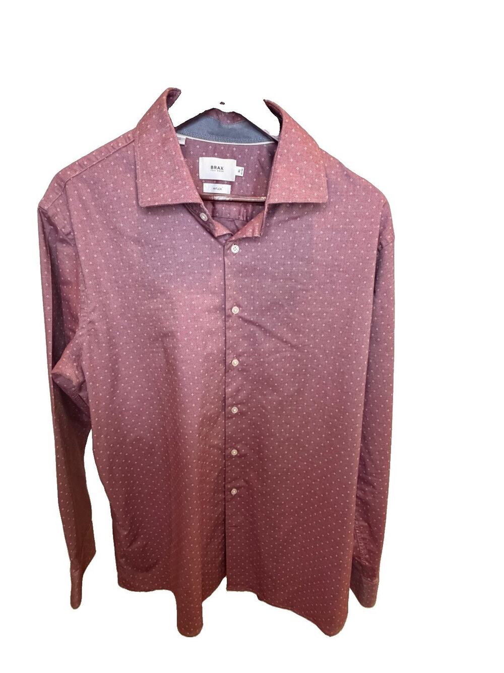 Brax Feel Good Men’s XL 43/44 Hi-Flex Harry Button Shirt Burgundy Stretch